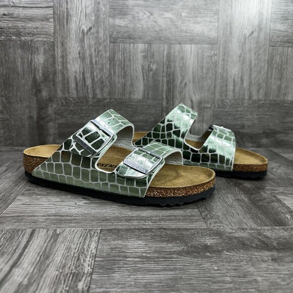Birkenstock Arizona Women's size 6/EURO 37 Gator Gleam Two Strap Green Sandal - Picture 5 of 8